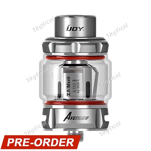 Authentic IJOY Avenger Sub Ohm 0.35ohm 3.2ml 4.7ml 25mm Tank Clearomizer - Silvery SS Stainless Steel