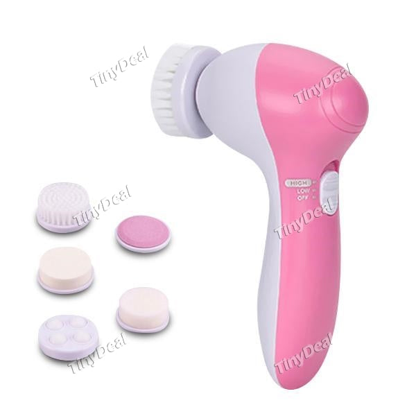 5 in 1 Electric Facial Washing Brush Cleaning Machine Face Skin Care Vibrator Massager Beauty Tool Replaceable Head Brush