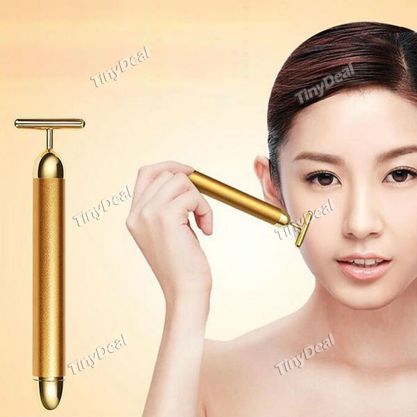 Slimming Face Massager Stick 24k Gold Vibration Facial Beauty Roller Lift Tightening Wrinkle Stick Bar Face Skin Care with box