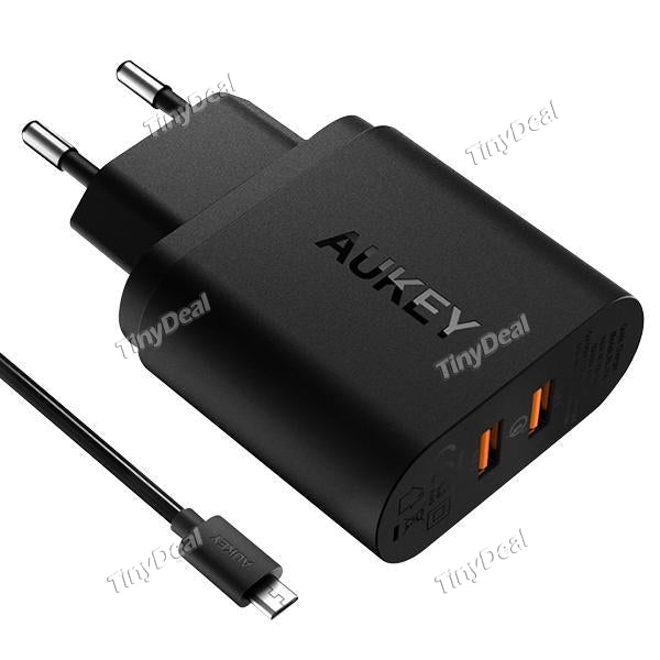 Powerful DUAL Ports QC 3.0 Charger, AUKEY Quick Charge 3.0 Fast Phone USB Charger for Xiaomi Samsung QC 2.0 Compatible