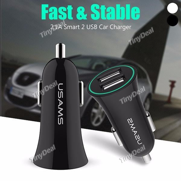 USAMS Car USB Charger Quick Charge 3.0 Mobile Phone Charger 2 Port USB Fast Car Charger for Samsung Xiaomi Tablet Charger