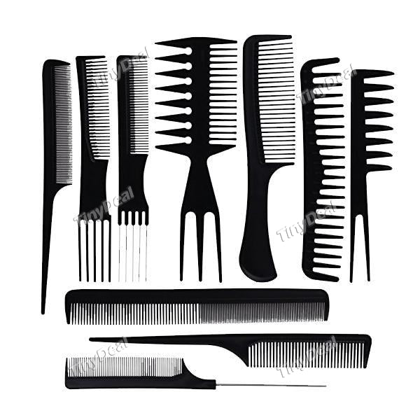 10pcs/Set Professional Hair Brush Comb Salon Barber Anti-static Hair Combs Hairbrush Hairdressing Combs Hair Care Styling Tools