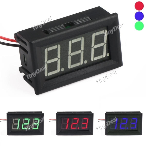 3 Wire Red/Blue/Green 0.56" DC4.5V-30V LED Panel Digital Display Voltage Meter Voltmeter 3 Digits with Reverse Protection