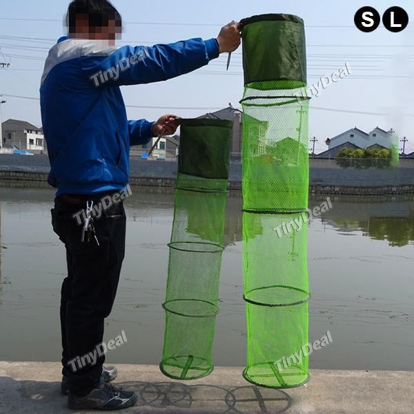 1.5m/1.1m 4 Layer Foldable Crab Fish Net Creel Trap Fishing Tackle Crawdad Shrimp Minnow Bait Trap Nylon Fishing Cage