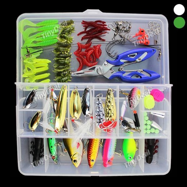 101 pcs Fishing Lure Kit Combo Including Fish Hooks Hard/Soft Bait Lures for Fishing With Tackle Box