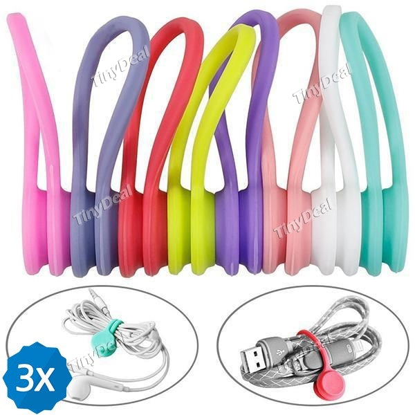 3x 3PCS Silicone Magnetic Coil Earphone Cable Winder Headset Bobbin Winder Hubs Cord Holder Cable Wire Organizer