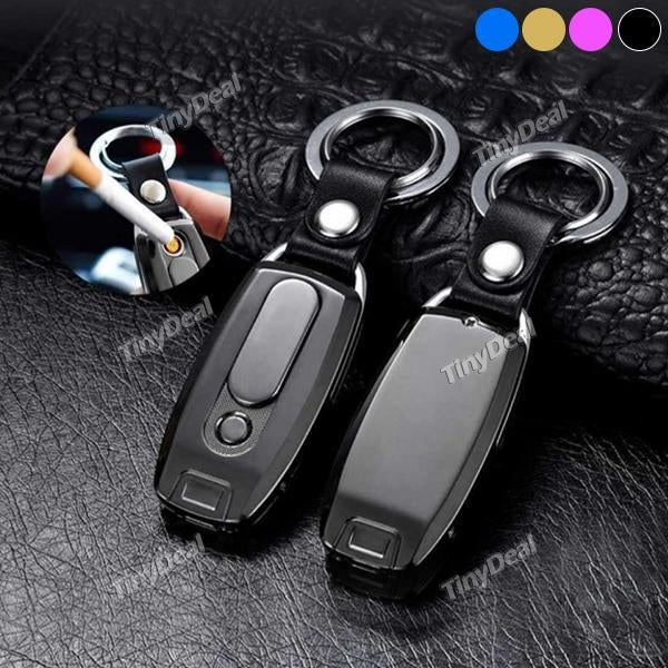 USB Lighter Windproof Flameless Cigarette Electronic Lighter with Key Chain Flashlight Rechargeable USB Lighter