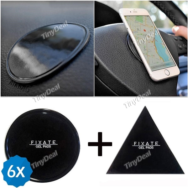 6 Pairs Powerful Fixate Gel Pads Stick to Glass Mirrors Whiteboards Metal Kitchen Cabinets Car GPS