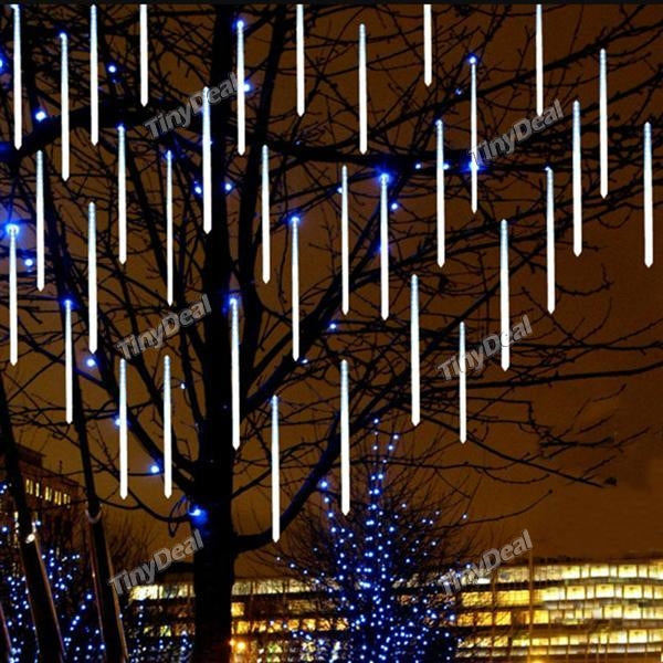 30cm 8 Tubes 144 LED Meteor Shower Rain Lights Falling Rain Drop Christmas Light Waterproof Cascading Lights Tree Decoration
