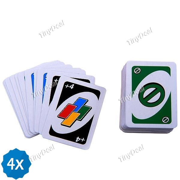 4pcs Funny MIni UNO Card Game Classic Family Game Playing Cards Toy (112 Sheet)