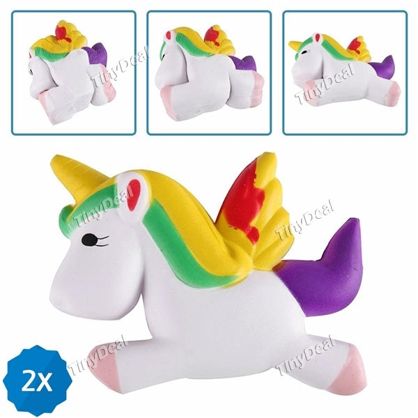 2pcs Squishiy Kawaii Scented Soft Unicorn Rainbow Slow Rising Stress Relief Toy Fun Child Party Gift Decor