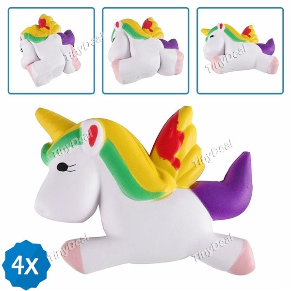 4pcs Squishiy Kawaii Scented Soft Unicorn Rainbow Slow Rising Stress Relief Toy Fun Child Party Gift Decor