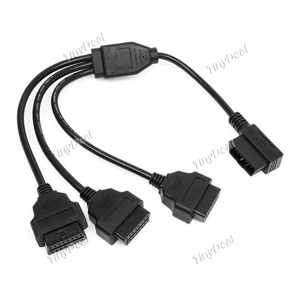 New Car 0.5M OBD2 Extension Cable L Shape Elbow Interface One-to-Three Extension Cord OBD Connection Line Converter OBD Cable