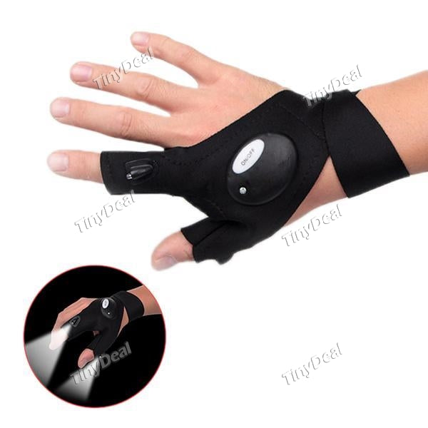 Fishing Glove LED Luminous Men Outdoor Auto Repair Lighting Half Finger Glove Outdoor Sports Anti Slip Fishing Right/Left Gloves