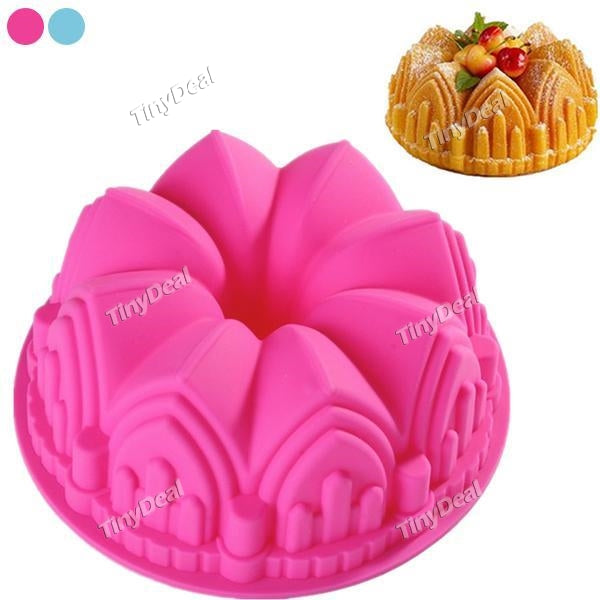 Silicone Cake Mold 3D Birthday Cake Pan Big Crown Castle Mould Decorating Tools Large Bread Fondant DIY Baking Pastry Tool
