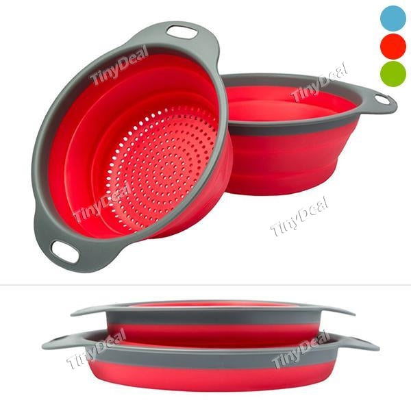 Collapsible Colander Food-Grade Silicone Kitchen Strainer Folding Space-Saver Draining Fruit Vegetable Baskets Dishwasher