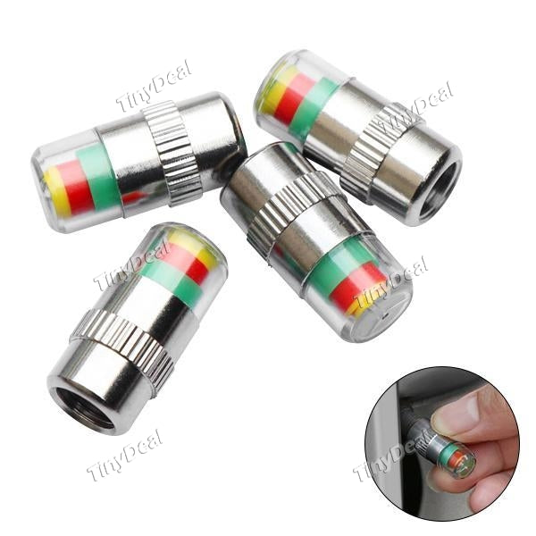 4PCS Car Tire Valve Caps Pressure Gauge Monitor Indicator Tpms Monitoring Cap Sensor 3 Color Alert Car Tyre Meter Accessories