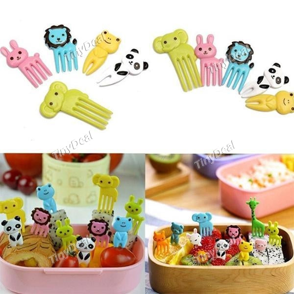 10pcs/pack Animal Farm Fruit Fork Mini Cartoon Children Snack Cake Dessert Food Fruit Pick Toothpick Bento Lunches Party Decor