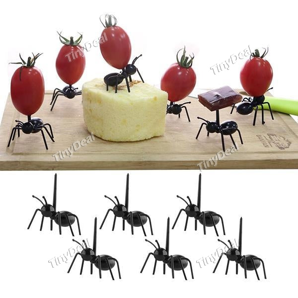 12pcs Mini Ant Fruit Pick Fork Eco Plastic Kitchen Forks Snack Cake Dessert Food Picks for Bar Party