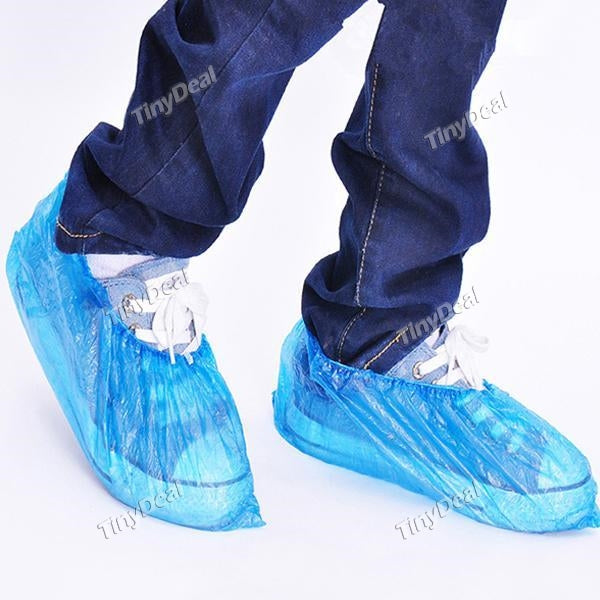 100 Piece Disposable Shoe Covers Disposable Boot & Shoe Covers Non Skid Shoe Covers Blue Water Resistant One Size Fits Most