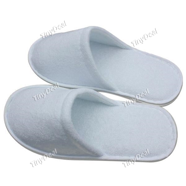 1 Pair Disposable Luxury SPA Slippers Terry Fluffy Cotton Memory Foam Non-Slip Closed Toe for Home Hotel Travel Guest Unisex