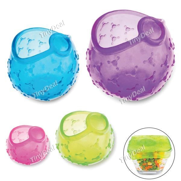 4pcs Reusable Silicone Food Wraps Seal Cover Stretch Multifunctional Food Fresh Keeping Saran Wrap Kitchen Tools