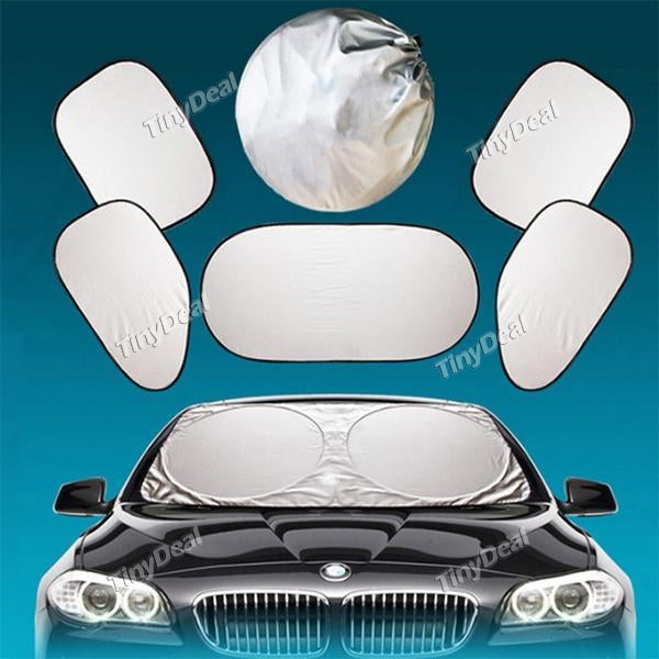 6Pcs/Set Universal Summer Silver Coated Cloth Super-Insulated Visor Block Car Sun Shade Covers Sunshade Automotive Interiors