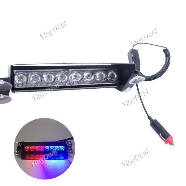 8 LED Red / Blue Car Police Strobe Flash Light Vehicle Warning Flash Light Emergency Trace 3 Blinking Fog Lights
