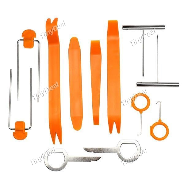 12PCs Car Audio Stereo Panel Clip Pry Remove Tool Kit Car Door Clip Panel Trim Removal Tool Kits Audio Video Pry Tool