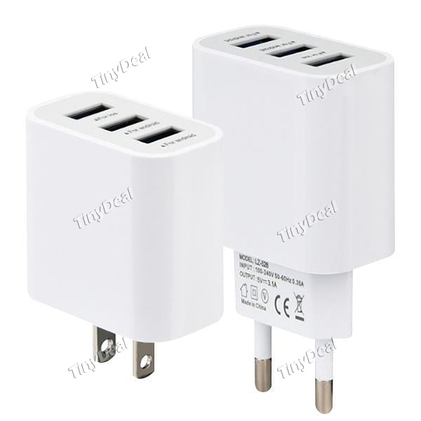 3-Port 5V 3.1A Intelligent USB Travel Adapter Wall Charger Portable Mobile Phone Charger