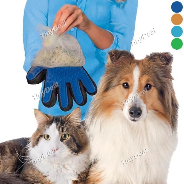 Five Finger Design Pet Grooming Glove Gentle Deshedding Brush Glove Pet Hair Remover Mitt Massage Tool for Dogs & Cats