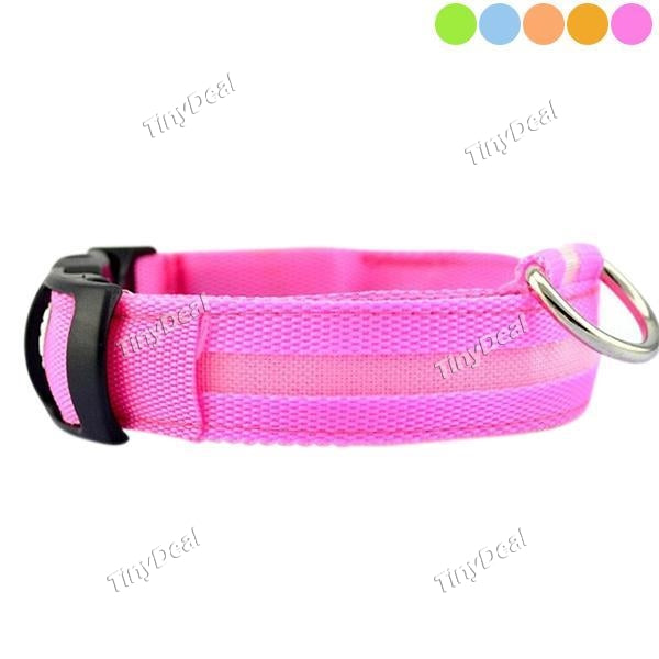 LED Dog Collar Adjustable Nylon Webbing Flashing Light Up Collar with D-Ring Pet Visible Safe and Seen for Dog