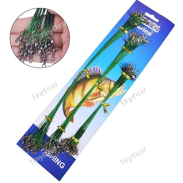 55LB 60Pcs 15CM 20CM 25CM Heavy Duty Fishing Line Steel Wire Leader with Swivel & Interlock Snap Fishing Accessory