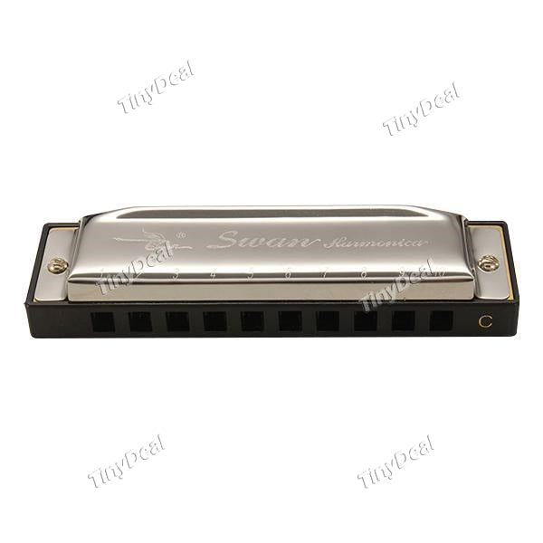 Swan Harmonicas 10 Holes 20 Tone Key of C Silver Color Blues Jazz Rock Folk Music Musical Instrument Diatonic Harp