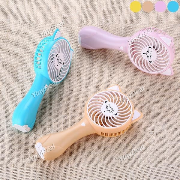 USB Fan Mini Cartoon Fox Fan Handheld Fan Portable Desktop Personal Fan with with 3 Speed for Home Travel Office