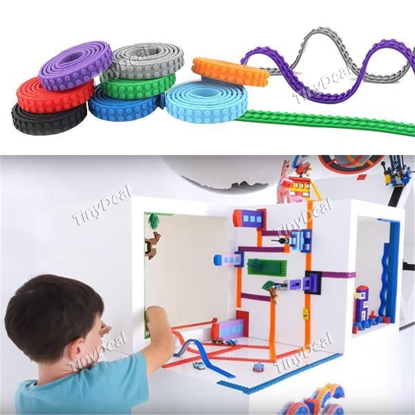Kit Accessories Building Block Tape 1.6*92cm Bendable Flexible Soft Tape Plate for Building Block