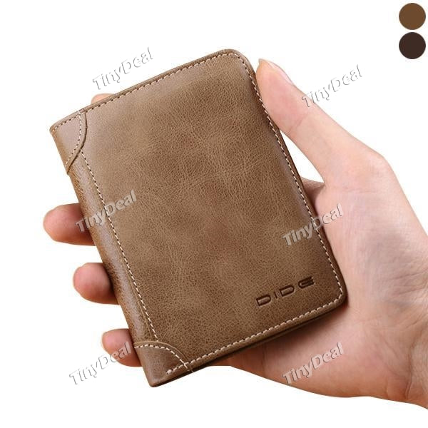 DIDE Genuine Leather Wallet Men Khaki Vintage Purse Card Holder Brand Men Wallets Dollar Price Male Purse Bag