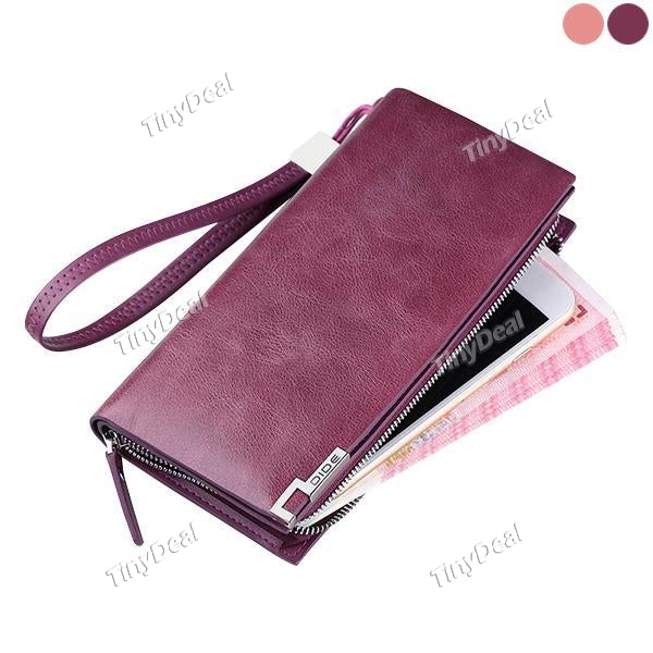 DIDE Genuine Leather Clutch Wallets Female Long Wallet Women Zipper Purse Strap Coin Purse For iPhone 7
