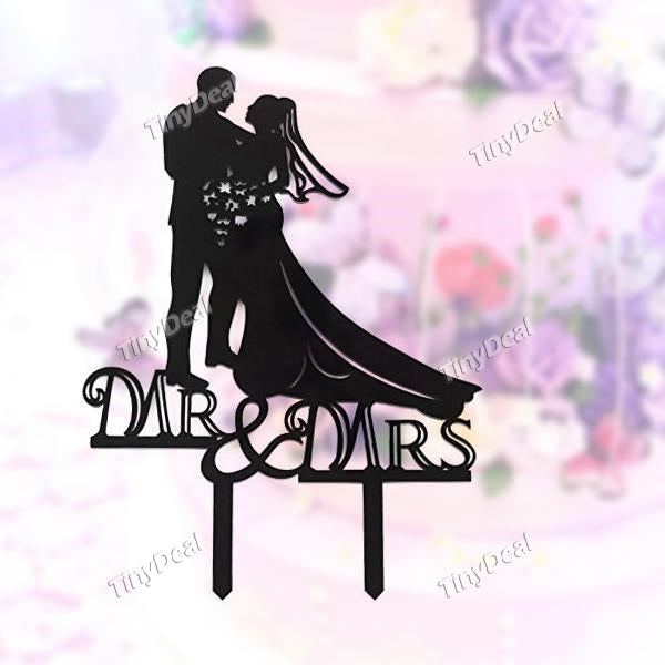 Wedding Cake Topper Love Mr Mrs Black Topper Romantic Bride and Groom for Wedding Party Decoration Party Favors Supplies