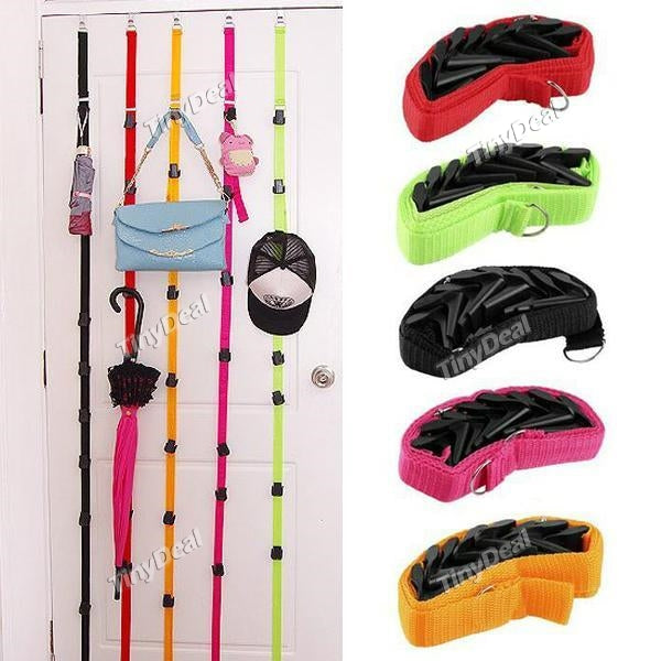 Over Door Straps Hanger 8 Hooks Adjustable Hat Bag Clothes Coat Rack Organizer