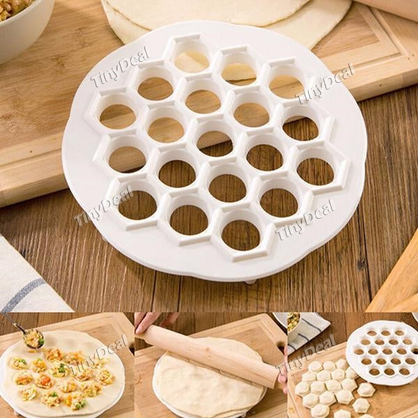 19-Hole Compact Plastic Dumpling Mante Ravioli Pierogi Pelmeni Mold Maker Kitchen Dough Press Cutter