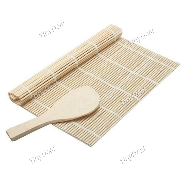Bamboo Sushi Maker Kit Rice Roll Mold Kitchen DIY Mould Roller Mat Rice Paddle Set