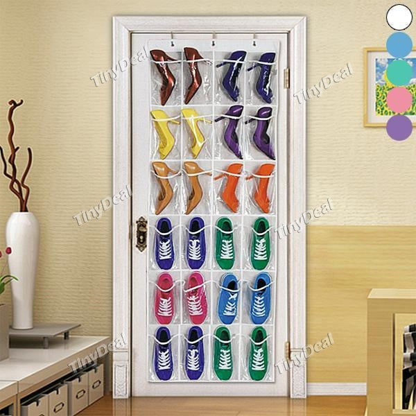 24 Pockets Storage Bag Hanging Shoes Holder Room Door Back Bags Bathroom Sundries Organizer Home Storage