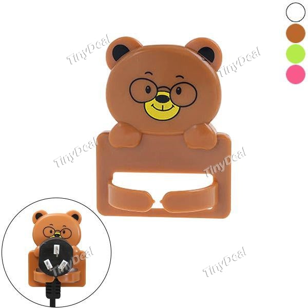 Creative Cute Cartoon Plug Socket Holder Strong Adhesive Storage Rack Hook Phone Hanger Stand Wall Decor Plug Holder