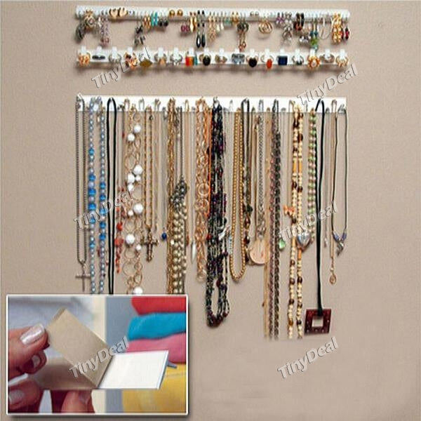 9-in-1 Adhesive Jewelry Display Hanging Earring Necklace Ring Hanger Holder Packaging Organizer Display Rack Sticky Hooks