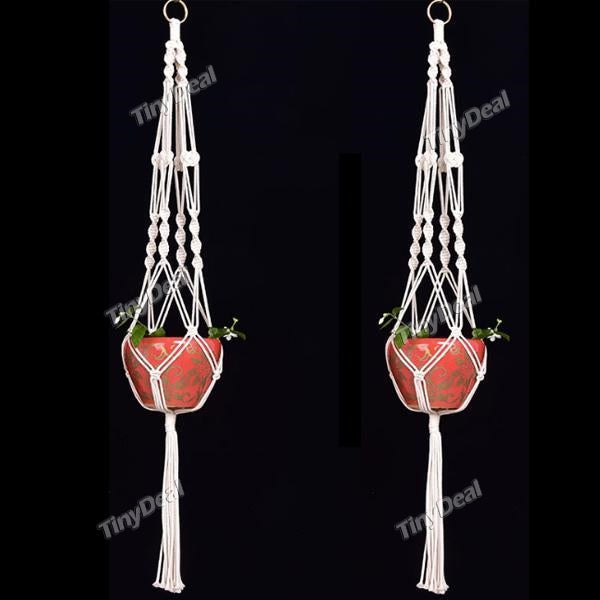Knotted Macrame Plant Hanger Vintage Cotton Linen Flowerpot Basket Lifting Rope Hanging Basket Pot Holder Garden Tools