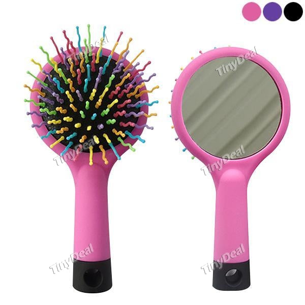 Portable Anti-static Rainbow Airbag Massage Comb Hair Brush with Mirror