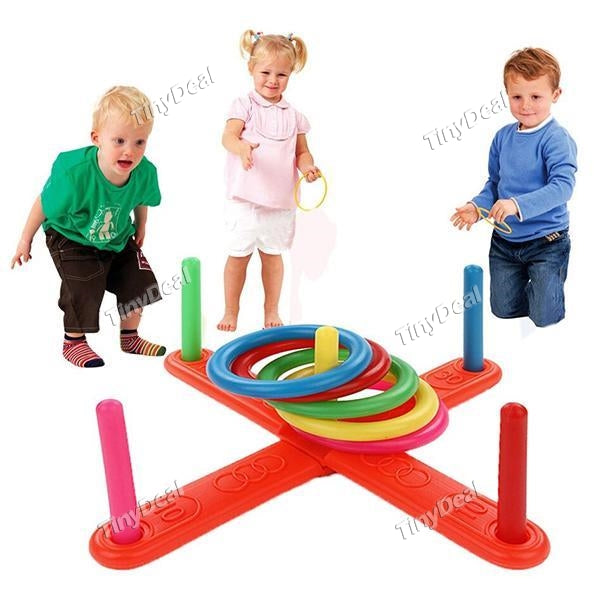 Funny Kids Outdoor Sport Toys Hoop Ring Toss Plastic Ring Toss Quoits Garden Game Pool Toy Outdoor Fun Set