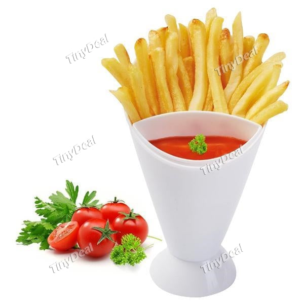 Self Stand 2 in 1 French Fry Cone with Dipping Cup Potato Tool Tableware French Fries Chip Potato Chip Cone Holder Cups