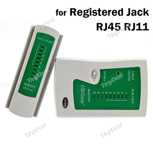 Beige/ Green 2-in-1 Network and Phone Cable Tester w/ Black Pouch for Registered Jack RJ45 RJ11 - Color Assorted CTL-6101